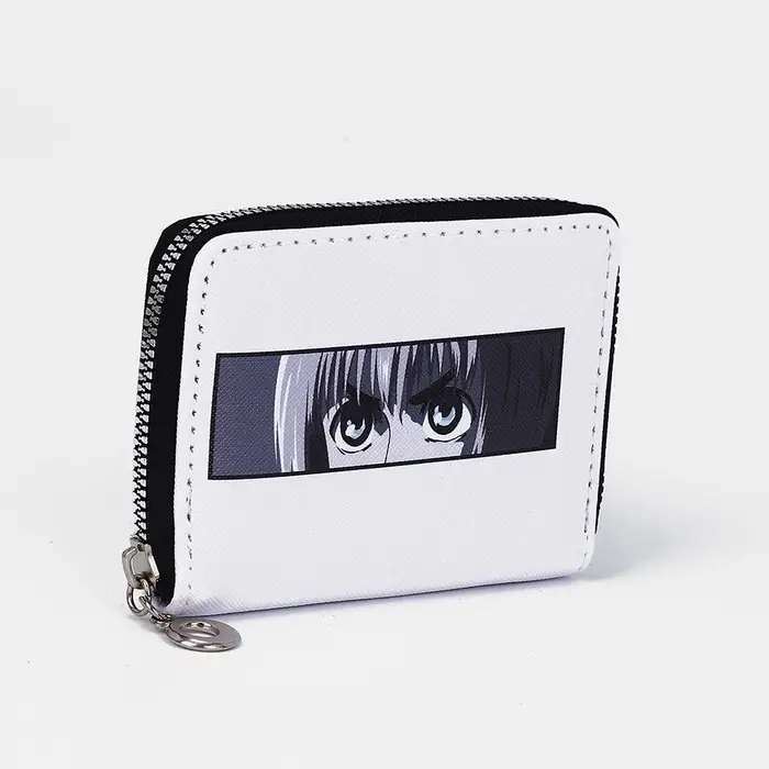 Кошелёк &laquo;Аниме взгляд&raquo; на молнии, отдел для карт, для монет, белый