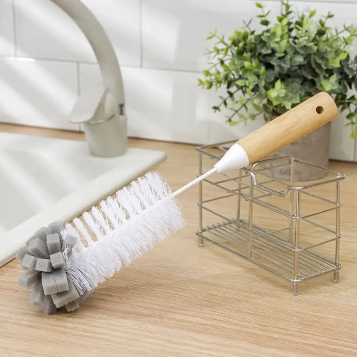 Ёрш для посуды Доляна Meli, 34×6 см, с поролоном, бамбуковая ручка, замшевая петелька Ёрш для посуды Доляна Meli, 34×6 см, с поролоном, бамбуковая ручка, замшевая петелька