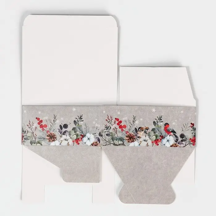 Подарочная коробка складная, новогодняя«Новогодняя акварель», 12 х 10 х 5 см, Новый год