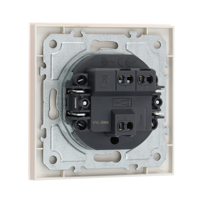 Выключатель проходной TOT Matte Glass, 10 А, 1 кл., скрытый, стекло, бежевый