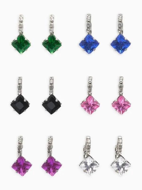 Серьги со стразами &laquo;Ромб&raquo;, вечеринка, цвет МИКС