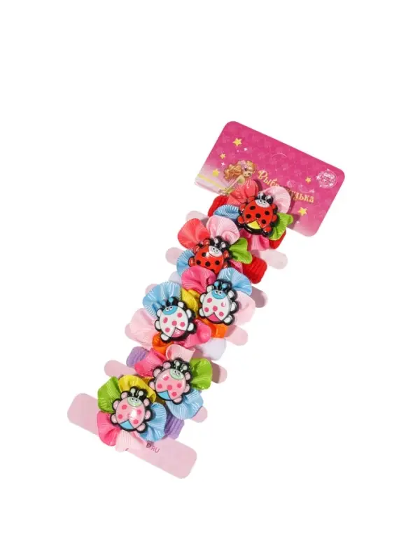 Резинки для волос Выбражулька &laquo;Весёлый глянец&raquo;, набор 6 шт., цветок божья коровка