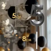 Свеча в торт на шпажке «Цифра 5», черная, 5 см