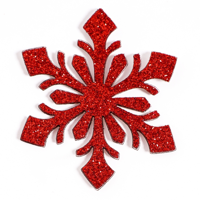 Новый год! Декор «Снежинки» на клеевой основе, набор 6 шт., цвет красный Новый год! Декор «Снежинки» на клеевой основе, набор 6 шт., цвет красный