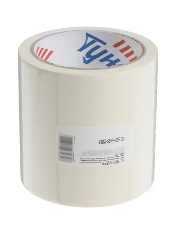 Лента малярная ТУНДРА, самоклеящаяся, бумажная основа, 120 мкм, 100 мм x 25 м
