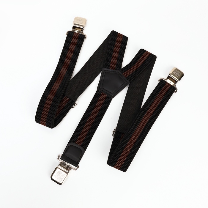 Подтяжки взрослые, ширина 3,8 см, цвет чёрный/коричневый Подтяжки взрослые, ширина 3,8 см, цвет чёрный/коричневый