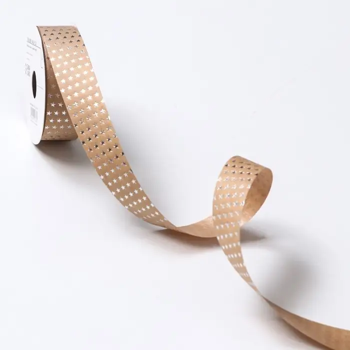 Лента для декора и подарков крафт с тиснением «Звезды» 2 см × 5 м Лента для декора и подарков крафт с тиснением «Звезды» 2 см × 5 м