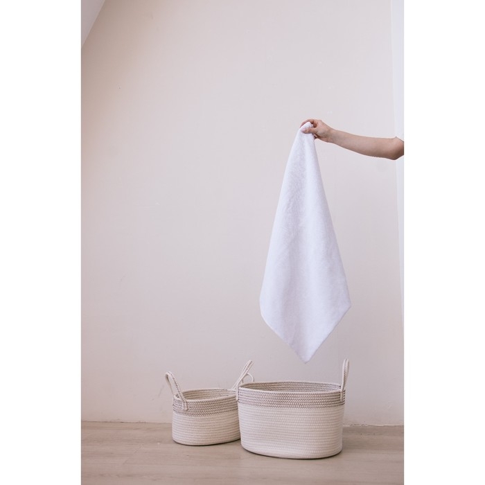 Корзины для хранения LaDо́m, ручное плетение, хлопок, 2 шт, цвет белый Корзины для хранения LaDо́m, ручное плетение, хлопок, 2 шт, цвет белый