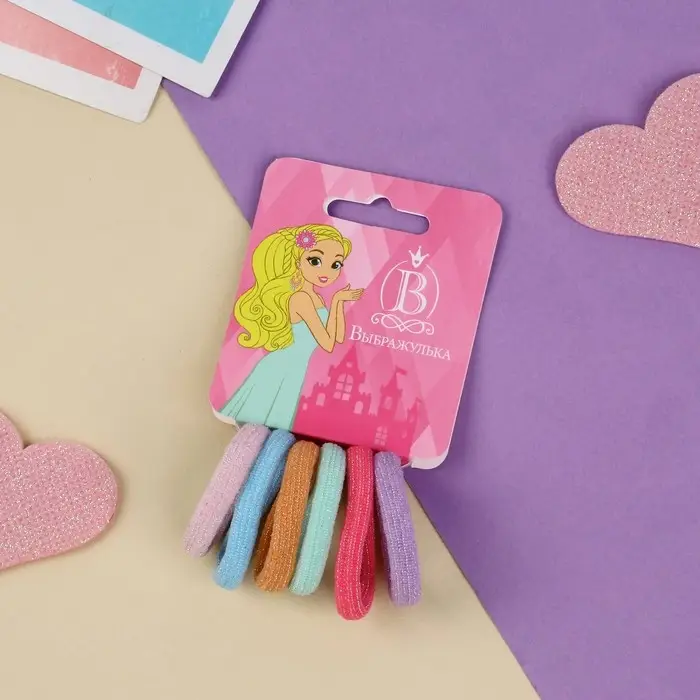 Резинка для волос "Махрушка" (набор 6 шт) спорт блеск, 3 см