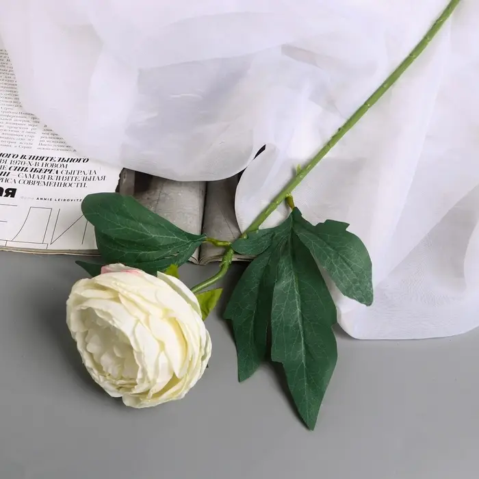 Цветы искусственные &laquo;Пион Пижон&raquo;, h=45 см, d=8 см, белые