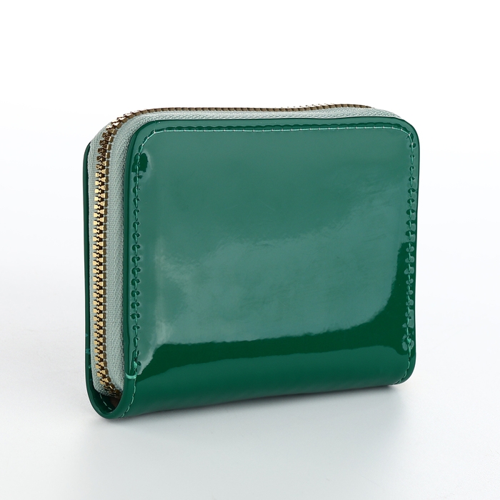 Кошелёк женский на молнии, лакированный, цвет зелёный Кошелёк женский на молнии, лакированный, цвет зелёный