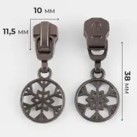 Бегунок для металлической молнии, №5, &laquo;Снежинка&raquo;, 10 шт., цвет чёрный никель