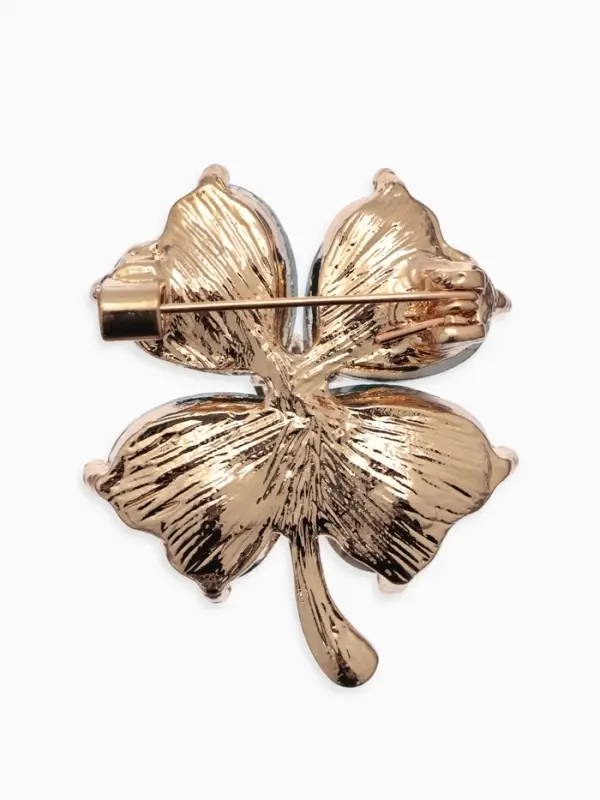 Брошь &laquo;Клевер&raquo;, роскошный, тёмно-зелёная в золоте