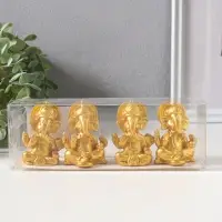 Сувенир полистоун "Ганеша" набор 4 шт золото 3,5х4,4х6,2 см