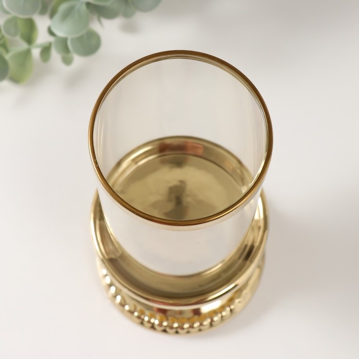 Подсвечник керамика, стекло на 1 свечу Подсвечник керамика, стекло на 1 свечу "Веллис" d=8 см золото 10х10х21,5 см