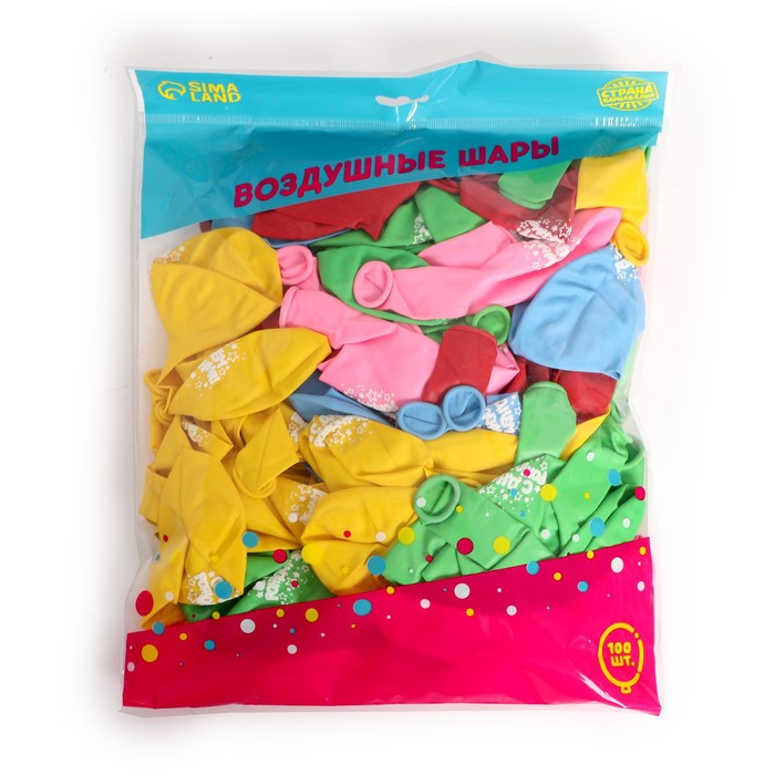 Воздушный шар латексный 12 Воздушный шар латексный 12" «С днём рождения», звёзды, 100 шт.