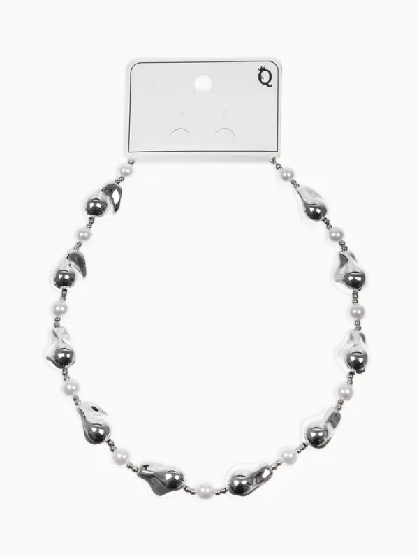 Бусы &laquo;Жемчуг Борокко&raquo;, белые в серебре 40 см