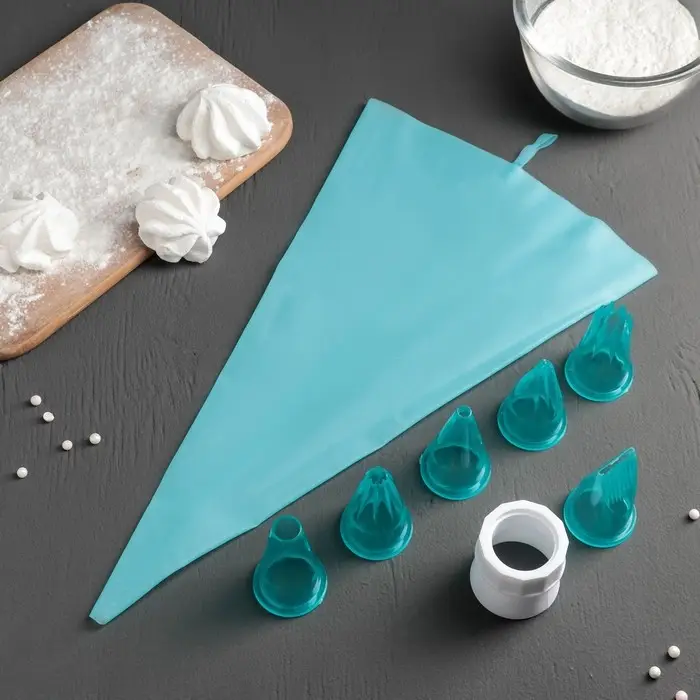 Набор кондитерский Доляна &laquo;Бирюза&raquo;, 6 насадок (основание насадки 2.5 см), 29&times;19&times;3.5 см, насадки и МИКС