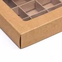 Коробка для 15 конфет, крафт, 13.7×22×3.5 см