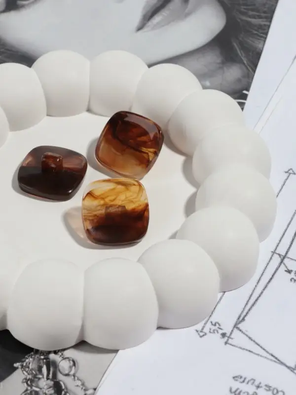 Пуговицы на ножке &laquo;Квадрат&raquo;, 22&times;22 мм, набор 5 шт., коричневые