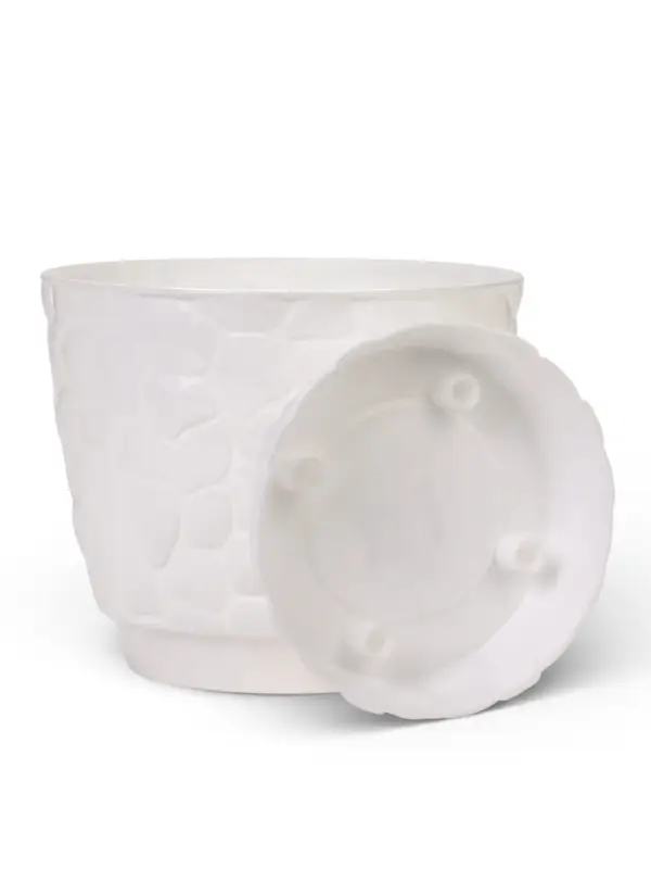 Горшок для цветов с поддоном &laquo;Камни&raquo;, 8 л, пластиковый, белый