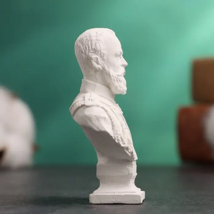 Бюст &laquo;Император Александр III&raquo;, фигурка гипс, белый, 4.5&times;2.5&times;6.5 см