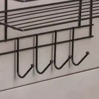 Полка для ванной прямая, 4 крючка, 33&times;12.5&times;21 см, чёрная