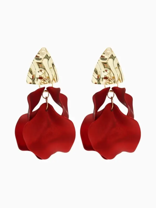 Серьги ассорти &laquo;Ветер&raquo;, мятые треугольники, цвет красно-золотой