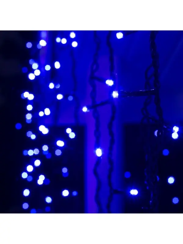 Гирлянда &laquo;Бахрома&raquo; 3&times;0.9 м, IP44, УМС, тёмная нить, 232 LED, свечение синее, 220 В