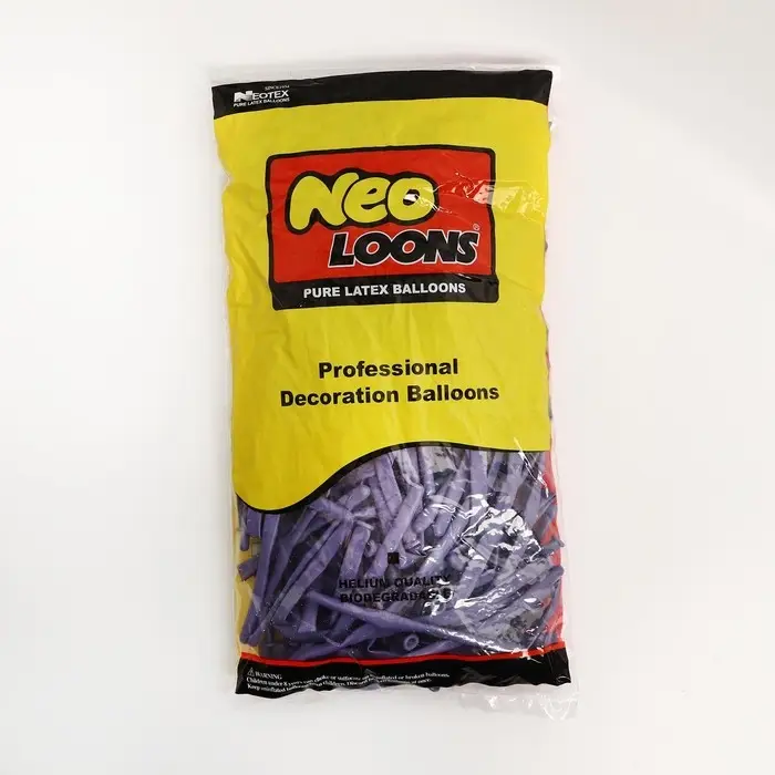 Воздушные шары для моделирования 125 см, d=5 см, 10 шт., лиловые Воздушные шары для моделирования 125 см, d=5 см, 10 шт., лиловые