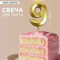 Свеча для торта, цифра &laquo;9&raquo;, 11.5&times;2.3 см