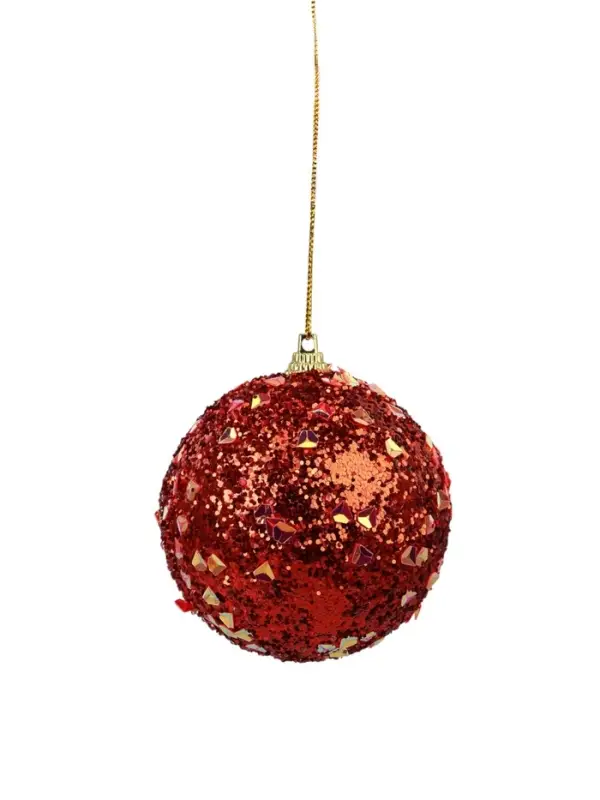 Ёлочный шар новогодний d=8 см «Карнавал» люкс, красный Ёлочный шар новогодний d=8 см «Карнавал» люкс, красный