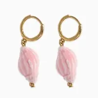 Серьги "Морской мир" ракушечка маленькая, цвет пыльно-розовый в золоте