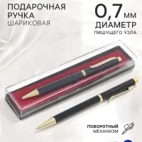Ручка шариковая, подарочная, в пластиковом футляре, поворотная, &laquo;Эксперт&raquo;, чёрная матовая с золотистыми вставками