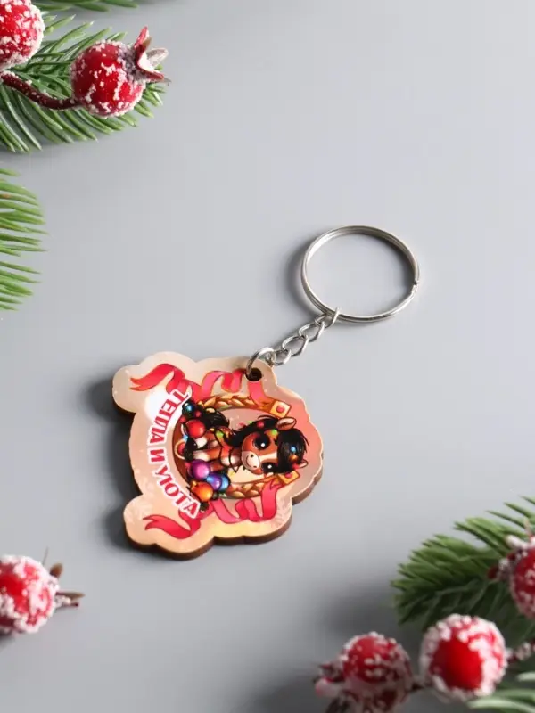 Брелок новогодний 2026 «Тепла и Уюта», размер брелока 4.5×4 см