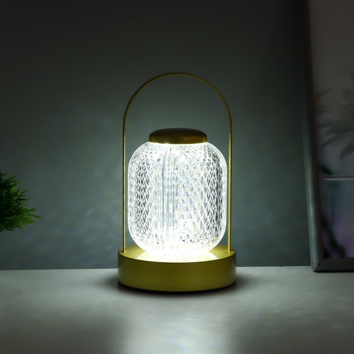 Ночник сенсорный "Лосен" LED 3Вт USB АКБ диммер золото 11,5х11,5х23,5 см RISALUX