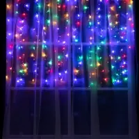 Гирлянда &laquo;Занавес&raquo; 1.5&times;1 м, IP20, прозрачная нить, 180 LED, свечение мульти, 8 режимов, 220 В