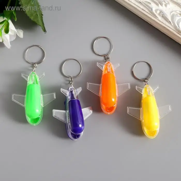 Фонарик брелок для ключей на кольце «Самолет», 5.5×4.5×2 см, МИКС Фонарик брелок для ключей на кольце «Самолет», 5.5×4.5×2 см, МИКС