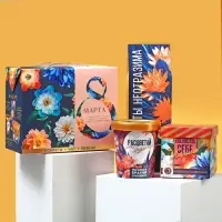 Подарочный набор &laquo;8 марта&raquo;: чай 50 г., печенье брауни 120 г., конфеты 110 г..