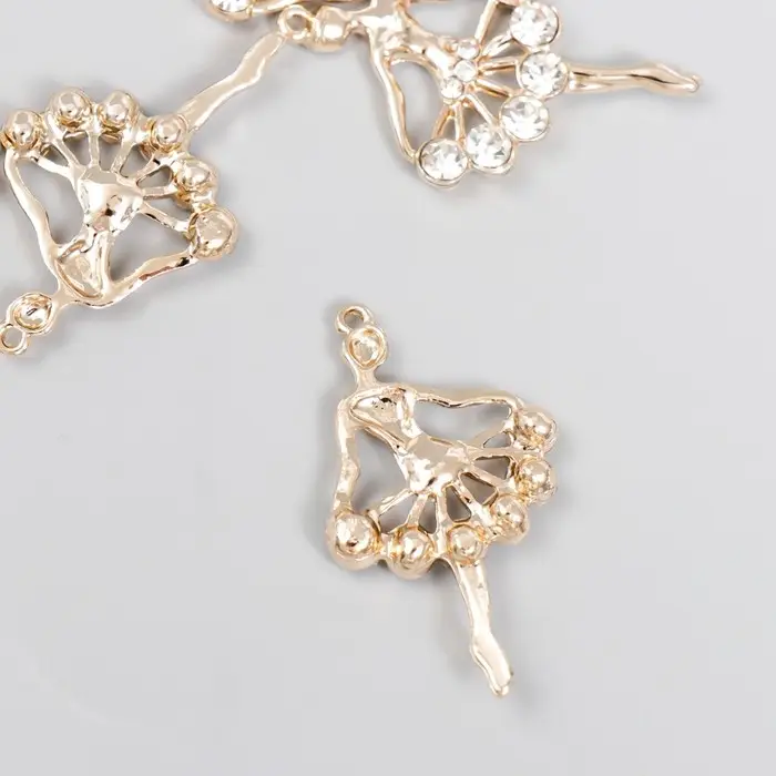Декор для творчества металл, стразы "Балерина" золото 3,4х2,2 см Декор для творчества металл, стразы "Балерина" золото 3,4х2,2 см