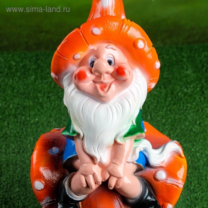 Садовая фигура  Садовая фигура "Гном на мухоморе"  23х14х51см