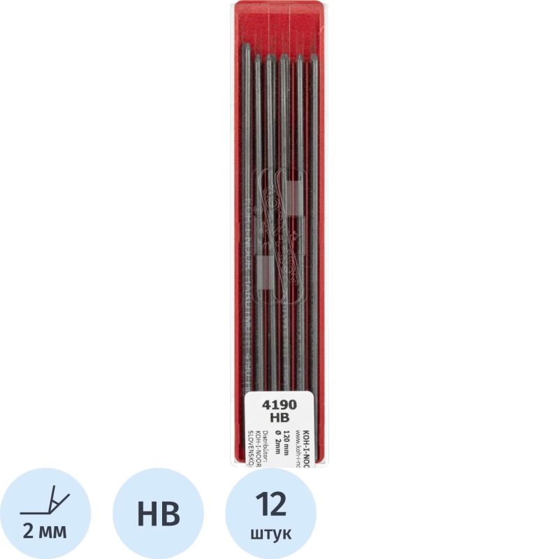 Стержень микрографический 2мм KOH-I-NOOR 4190 НВ д/цанг. Чехия
