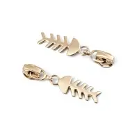 Бегунок для молнии &laquo;Спираль&raquo;, №3, &laquo;Рыба&raquo;, 10 шт., цвет никель