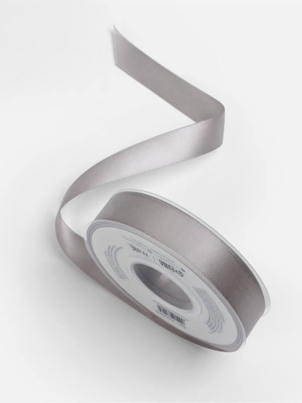 Лента атласная двухсторонняя №837 20мм*25±1м серебряный TR