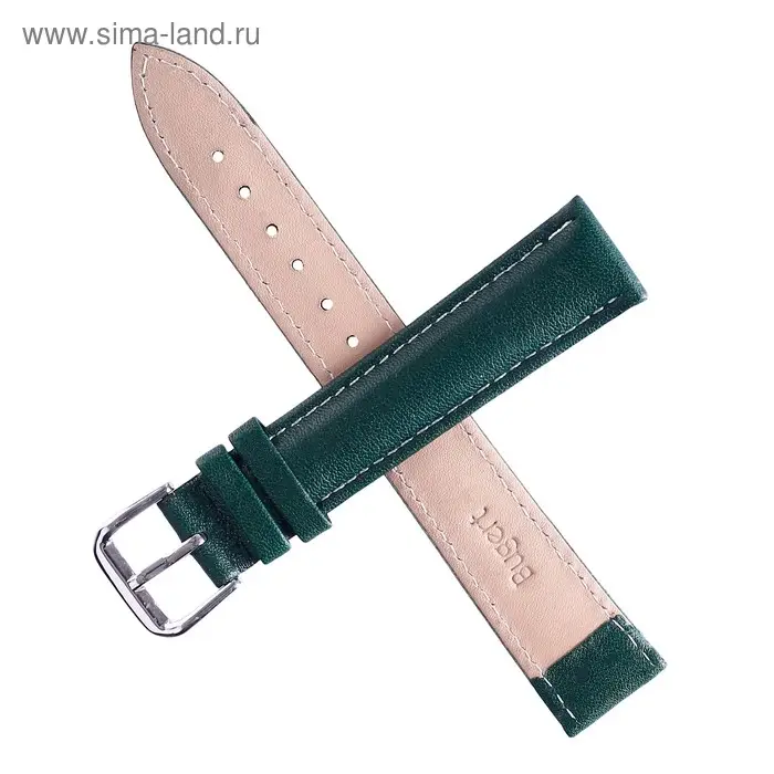 Ремешок для часов "Bugert" 18 мм, натуральная кожа, l=20 см, темно-зеленый