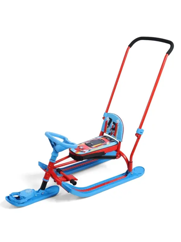 Снегокат &laquo;Twiny 2+&raquo; Sportcar, со спинкой, с родительской ручкой, синий, красный, TW2+/SC Nika Kids
