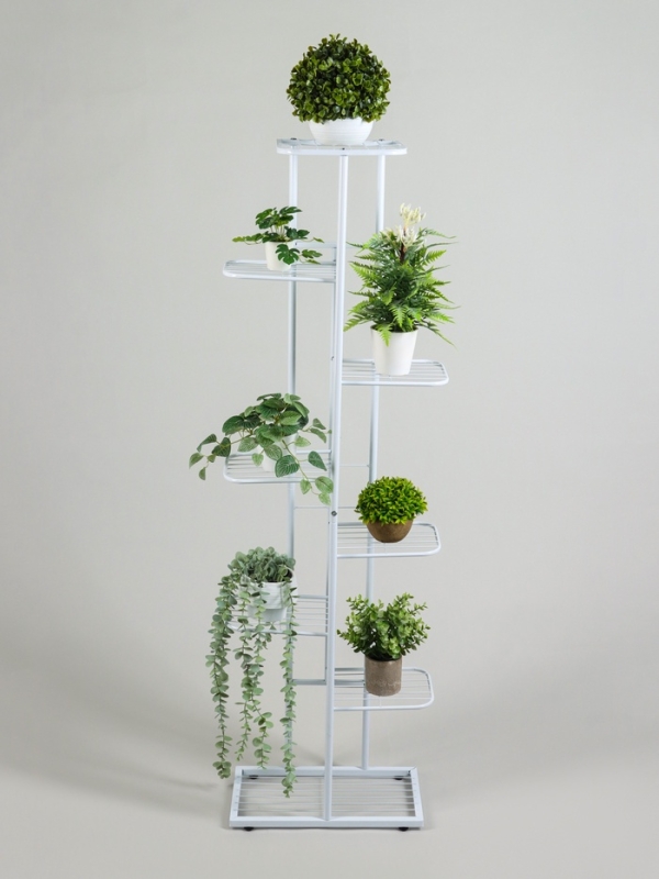 Подставка для цветов Greengo, 8 полок, 43 × 22 × 141 см, напольная, металл, белая Подставка для цветов Greengo, 8 полок, 43 × 22 × 141 см, напольная, металл, белая