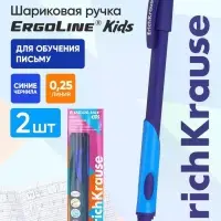 Набор ручек шариковых ErichKrause ErgoLine Grip Neon, SuperGlide, 2 штуки, уз 0.5 мм, син