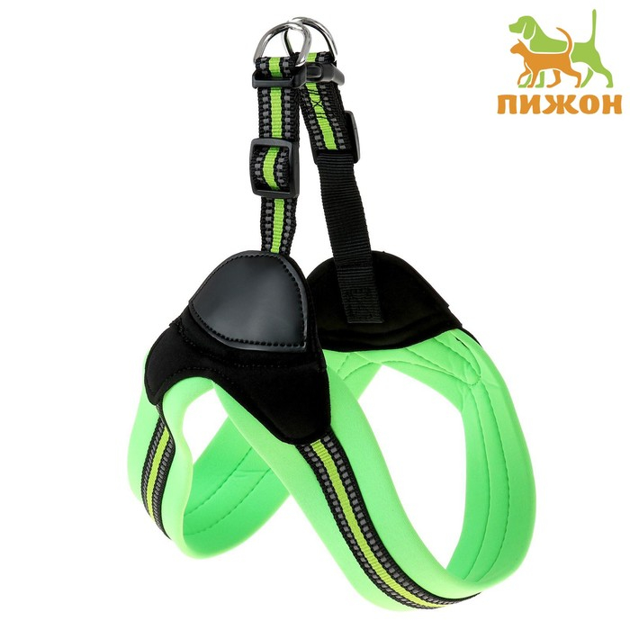 Шлейка супермягкая со светоотражающей прошивкой, обхват 62-69 см, зеленая Шлейка супермягкая со светоотражающей прошивкой, обхват 62-69 см, зеленая