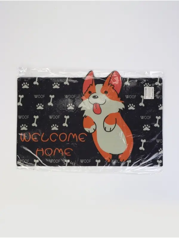 Коврик придверный Доляна &laquo;Корги&raquo;, влаговпитывающий, без окантовки, 39&times;59 см, чёрный